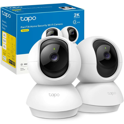 Cámara de Seguridad WiFi Interior (Pack de 2) – Giro/Inclinación 360°, Resolución 2K, Visión Nocturna y Audio Bidireccional