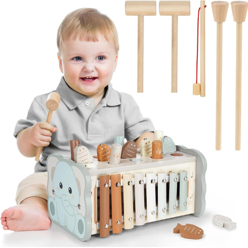 Juguete Montessori de Madera 4‑en‑1 para el Aprendizaje Temprano