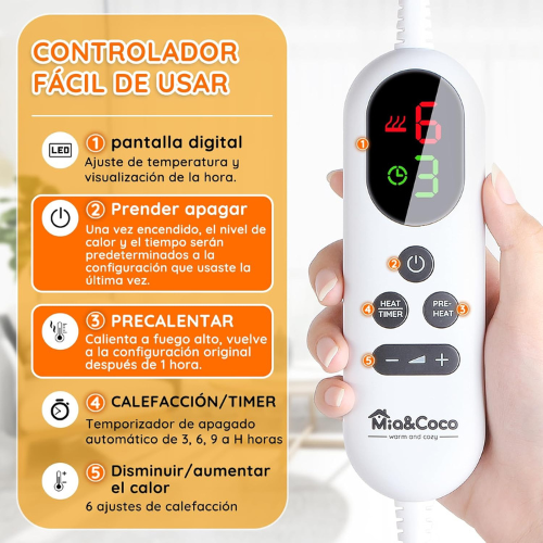 Almohadilla Eléctrica de Calor Grande para Espalda, Cuello y Hombros (60×100 cm)