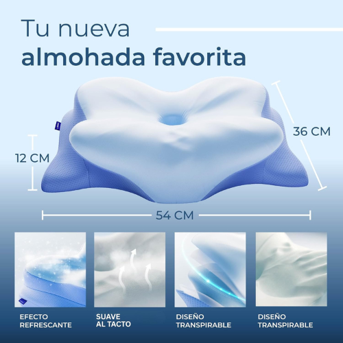 Almohada Ergonómica de Viscoelástica para Soporte Cervical