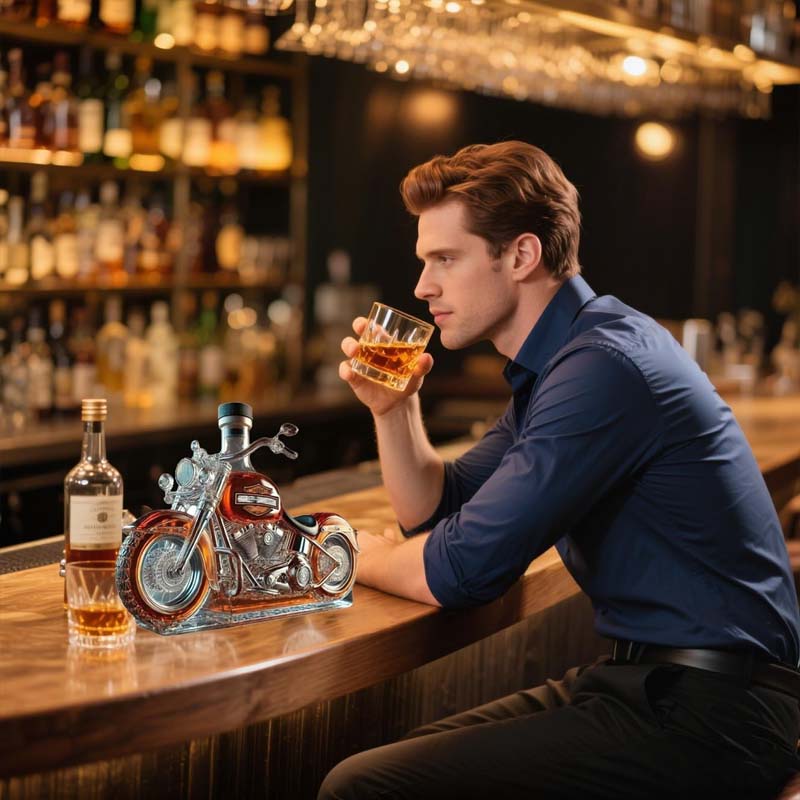 Botella de vino creativa de vidrio para motocicleta