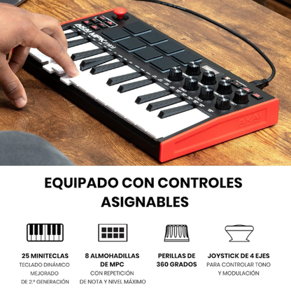 Controlador MIDI Compacto de 25 Teclas para Producción Musical Creativa