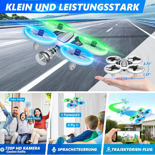 Mini Dron con Cámara para Niños – Luces LED y Diversión Aérea en 1080P HD