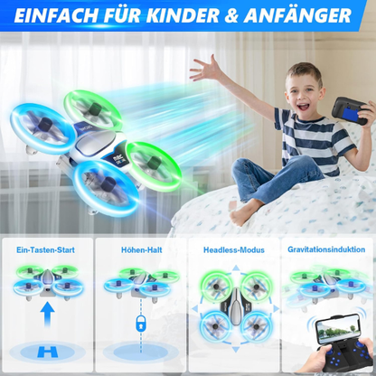 Mini Dron con Cámara para Niños – Luces LED y Diversión Aérea en 1080P HD