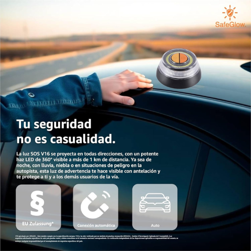 Luz de Emergencia Compacta V16 – Baliza de Seguridad Conectada