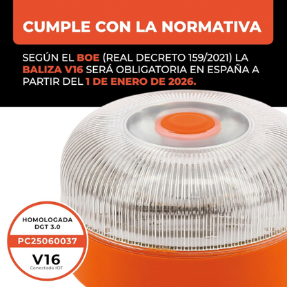 Baliza LED de Emergencia V16 con Geolocalización Homologada – Luz de Seguridad Impermeable IP54 para Vehículos