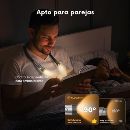 Luz de Lectura con Cuello Flexible y 3 Colores + 6 Niveles de Brillo