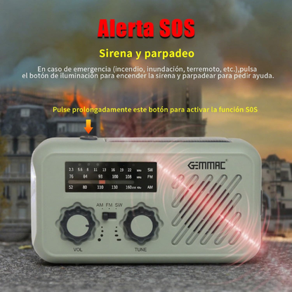 Radio de Emergencia Compacta con Carga Multifunción y Herramientas de Seguridad