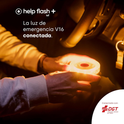 Baliza de Emergencia V16 Help Flash IoT+ con Geolocalización y eSIM 2038