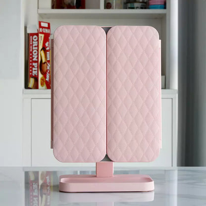 Espejo de maquillaje LED plegable en tres partes