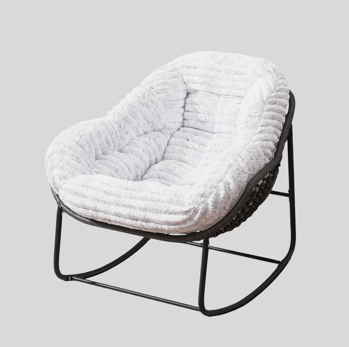 Pluffy - Sillón mecedora de felpa ultrasuave