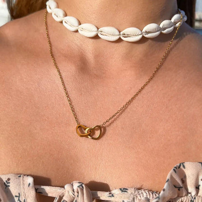 Caja Rose Éternelle – Collar doble corazón grabado