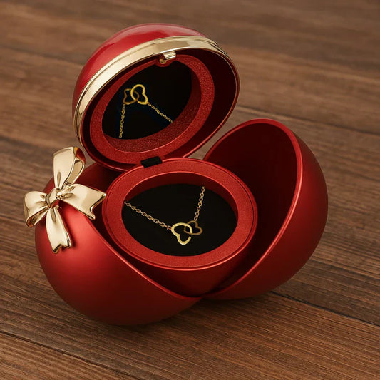 Caja Rose Éternelle – Collar doble corazón grabado