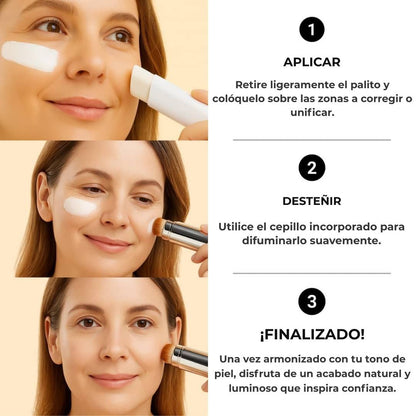 Base de maquillaje 2 en 1 con brocha integrada