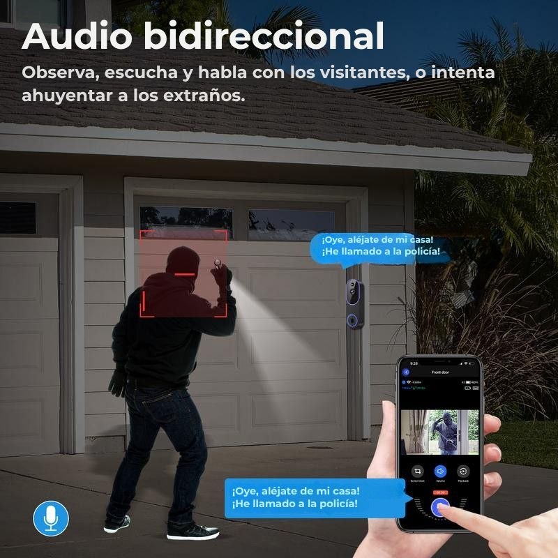Videoportero inalámbrico con cámara de 1080p