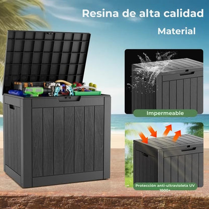 Caja de almacenamiento para exteriores de 117 litros, impermeable y resistente a los rayos UV