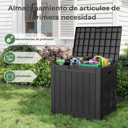 Caja de almacenamiento para exteriores de 117 litros, impermeable y resistente a los rayos UV